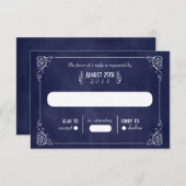Blue Chalkboard Art Deco Wedding RSVP Cards (Vorne/Hinten)