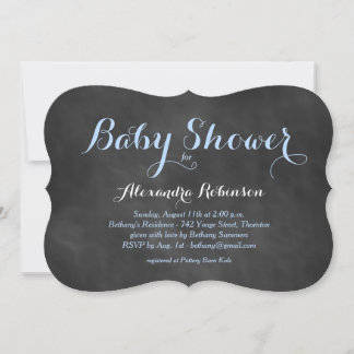 Blue Chalkboard Baby Dusche Einladung