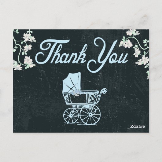 Blue Chalkboard Dusche Vielen Dank Karten (Rückseite)