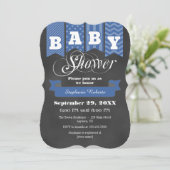 Blue Chalkboard Flag Baby Dusche einladen Einladung (Stehend Vorderseite)