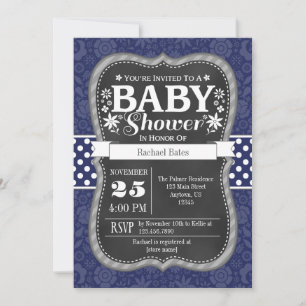 Blue Chalkboard Floral Baby Dusche einladen Einladung