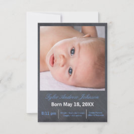 Blue Chalkboard Foto - 3x5 Geburtserklärung Ankündigung