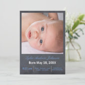 Blue Chalkboard Foto - Geburtsankündigung Ankündigung (Stehend Vorderseite)