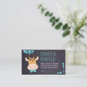 Blue Chalkboard Giraffe Diaper Raffle Ticket Begleitkarte (Stehend Vorderseite)