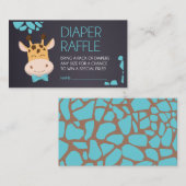 Blue Chalkboard Giraffe Diaper Raffle Ticket Begleitkarte (Vorne/Hinten)