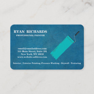 Blue Chalkboard House Painting Business Card Visitenkarte