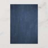 Blue Chalkboard Rustikale Hochzeitsempfehlung Begleitkarte (Rückseite)
