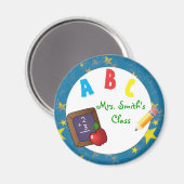 Blue Chalkboard School Teacher Magnet (Vorderseite/Rückseite)