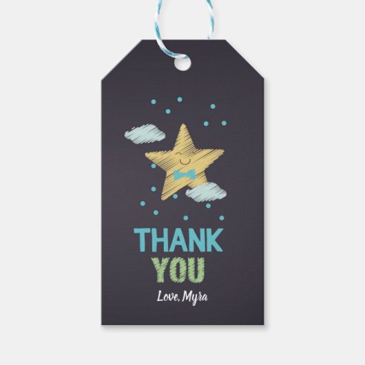 Blue Chalkboard Star-Geschenkmarke Geschenkanhänger (Vorderseite)