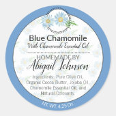 Blue Chamomile Handmade Artisft Label Runder Aufkleber (Vorderseite)