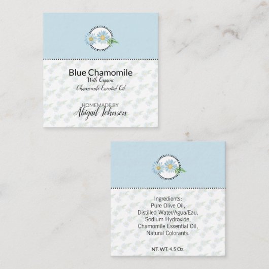 Blue Chamomile hausgemachte Bath & Body-Geschenkma Quadratische Visitenkarte (Vorne/Hinten)