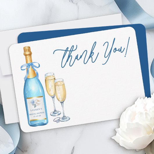Blue Champagne Brautparty Vielen Dank Dankeskarte