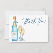 Blue Champagne Brautparty Vielen Dank Dankeskarte (Vorderseite)