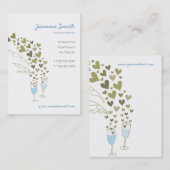 Blue Champagne Cheers Hearts Template Visitenkarte (Vorne/Hinten)