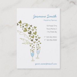 Blue Champagne Cheers Hearts Template Visitenkarte