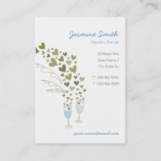 Blue Champagne Cheers Hearts Template Visitenkarte