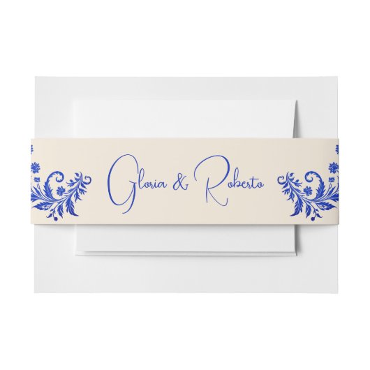 Blue & Champagne Milagro Herz mexikanisch Hochzeit Einladungsbanderole (Vorderseite Beispiel)