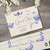 Blue & Champagne Milagro Herz mexikanisch Hochzeit Einladungsbanderole