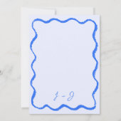 Blue Champagne Tower Wavy Hand Drawn Wedding Einladung (Rückseite)