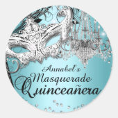 Blue Chandelier Masquerade Quinceanera Sticker (Vorderseite)