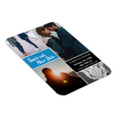 Blue Change Date Rette unser neues Date Wedding Fo Magnet (Rechte Seite)