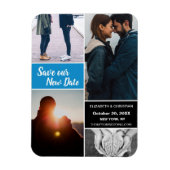 Blue Change Date Rette unser neues Date Wedding Fo Magnet (Vertikal)