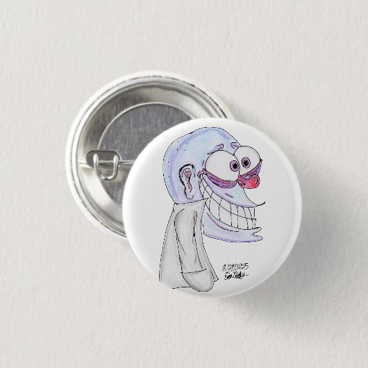blue character smiling with coat button (Vorne & Hinten)