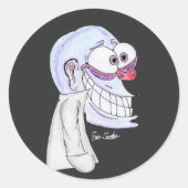 blue character smiling with coat runder aufkleber (Vorderseite)