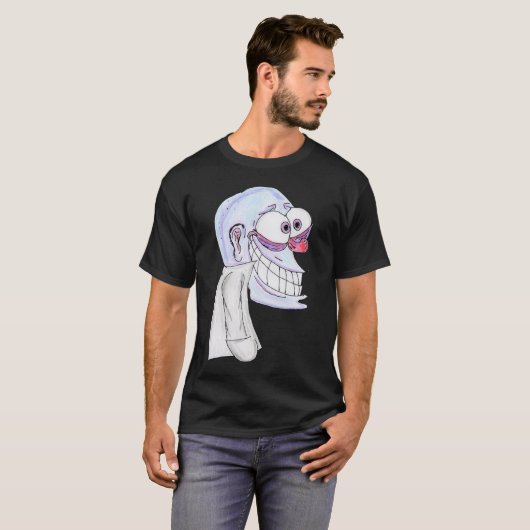 blue character smiling with coat T-Shirt (Vorne ganz)
