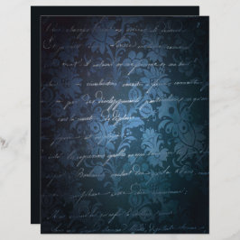 Blue Charcoal Gray Grunge Blumenschrift
