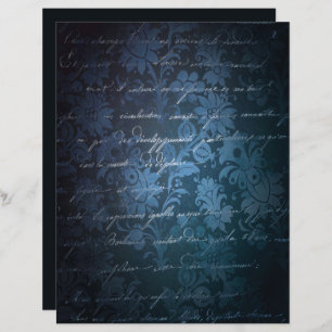 Blue Charcoal Gray Grunge Blumenschrift