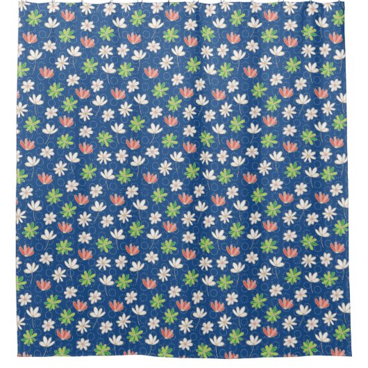 Blue Charming Ditsy Floral Duschvorhang (Vorderseite)