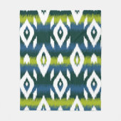 Blue Chartreuse Green Ikat Pattern Modern Fleecedecke (Vorderseite)