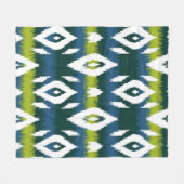Blue Chartreuse Green Ikat Pattern Modern Fleecedecke (Vorderseite (Horizontal))