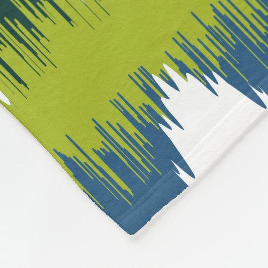 Blue Chartreuse Green Ikat Pattern Modern Fleecedecke (Ecke)