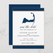 Blue Chatham Cape Cod Map Wedding the Date Save The Date (Vorne/Hinten)