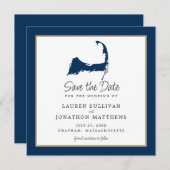 Blue Chatham Cape Cod Map Wedding the Date Save The Date (Vorne/Hinten)