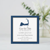 Blue Chatham Cape Cod Map Wedding the Date Save The Date (Stehend Vorderseite)