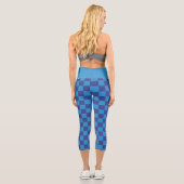 Blue Check Checker Board Pattern Capri Leggings (Rückseite)