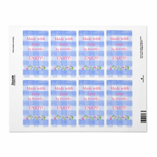 Blue Check Gingham Flowers MADE WITH LOVE  (Vorne)