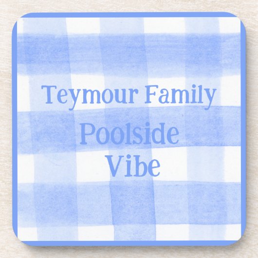 Blue Check Gingham POOLSIDE VIBE cork back Getränkeuntersetzer (Vorderseite)