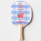 Blue Check Gingham USA Flag Ping Pong Paddle Tischtennis Schläger (Vorderseite)