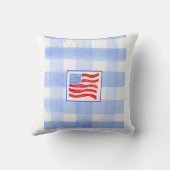 Blue Check USA Flag WELCOME TO THE WORLD Kissen (Rückseite)