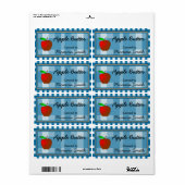 Blue Checked Apple Custom Canning Labels (Vorne)
