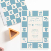 Blue Checked Baby Dusche Einladung