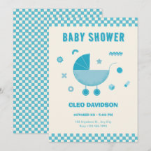 Blue Checked Baby Stroll Babydusche