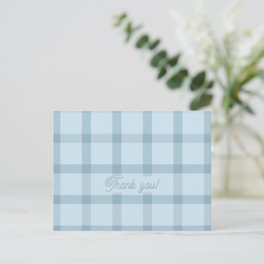 Blue Checked Card Postkarte (Stehend Vorderseite)