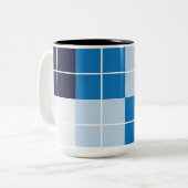 Blue Checked Kariert Zweifarbige Tasse (Vorderseite Links)