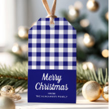 Blue Checked Script Weihnachten