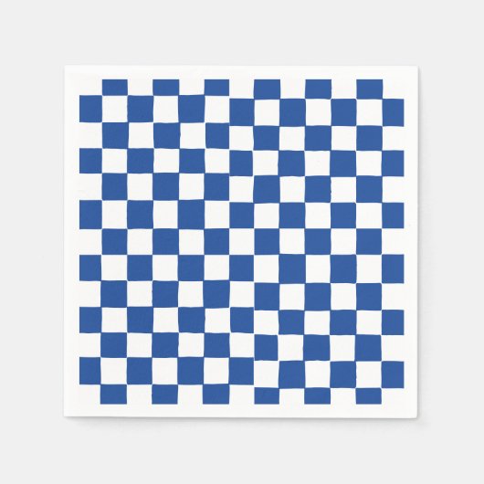 Blue Checker Bridal Shower Serviette (Vorderseite)
